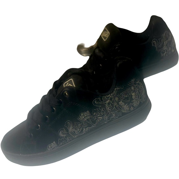 Vans Excellent Condition Black Silver Detailing Leather Upper Women’s Size 9 - Picture 8 of 13